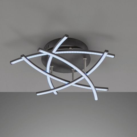 Lumière neutre Plafonnier LED, noir, variateur, télécommande, changement de température de couleur, 50 cm de diamètre, éclairage de café, plafonnier d'hôtel, éclairage de restaurant, éclairage de salle d'attente, plafonnier de cabinet médical, éclairage de couloir, éclairage de couloir, lampe de salle à manger, éclairage de cuisine, éclairage intérieur, éclairage de salon, IP20
