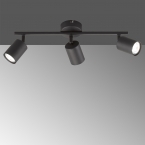 LED Deckenleuchte, Schwarz, 3 Spots, Verstellbar, 42 cm x 8 cm, Dielenleuchte, Wohnzimmerlampe, Caféleuchte, Hotel Deckenstrahler, Restaurantbeleuchtung, Wartezimmer Deckenstrahler, Schlafzimmerbeleuchtung, Innenraumbeleuchtung, Wohnraumbeleuchtung, IP20