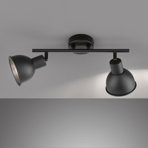 Éclairage de la salle à manger Plafonnier décoratif, 2 spots, noir, ajustable, 28 cm x 12 cm, éclairage de la cave, éclairage de la chambre, éclairage intérieur, éclairage du salon, IP20