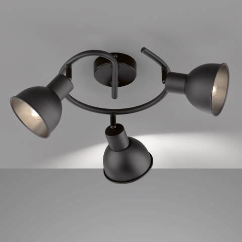 Plafonnier, moderne, en forme d'escargot, 3 spots, 35 cm de diamètre, plafonnier de salon, plafonnier de chambre, éclairage de couloir, éclairage de salle d'attente, plafonnier d'hôtel