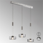 Pendelleuchte, 3er Strahler, Höhe verstellbar, 2900 Lumen, 2700 Kelvin, Glasschirm, Rauchfarbig, Esszimmerhängeleuchte, Dimmbar, IP20, Küchenpendellampe, Tresenbeleuchtung, Wartezimmerleuchte, Praxisbeleuchtung, Innenraumbeleuchtung, Wohnraumbeleuchtung