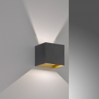 LED Außen Wandleuchte, Schwarz, Gold, Einstellbarer Abstrahlwinkel, IP44, 10 cm x 10 cm, Hausfassadenbeleuchtung, Fassadenleuchte, Türeingangsleuchte, Balkonwandleuchte, Terrassenwandleuchte, Verandabeleuchtung, Mauerbeleuchtung, Garagenwandleuchte, Outdoorleuchte