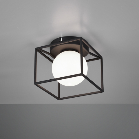 Küchenbeleuchtung Wandleuchte, Kubisch, Kugel, Glas, Schwarz, Weiss, 14 cm x 14 cm, Treppenhausbeleuchtung, Flurbeleuchtung, Dielenleuchte, Ganglicht, Wartezimmer Deckenleuchte, Deckenbeleuchtung