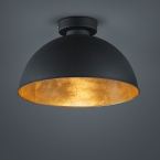 Deckenleuchte, Metall, Schwarz, Gold, 31 cm Ø, 19 cm Höhe, Wohnzimmer Deckenlampe, Schlafzimmer Deckenlicht, Flurbeleuchtung, Wartezimmer Deckenleuchte, Praxis Deckenlicht, Dekoleuchte, Kellerlampe, Wohnraumbeleuchtung, Innenraumbeleuchtung, IP20