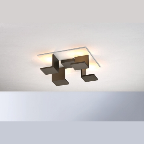 BOPP LED-Deckenlampe weiss und bronzefarben mit Dim-to-Warm Technologie und 40 cm Breite