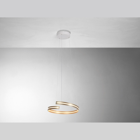 LED Pendelleuchte, Hellgold, 40 cm Ø, 2700 Kelvin, Wartezimmerpendelleuchte, Praxisbeleuchtung, Hotellampe, Innenraumbeleuchtung, Wohnraumbeleuchtung, IP20