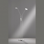 LED Stehleuchte, Dimmer, Farbwechsler, 2 Strahler, 150 cm Höhe, Büroleuchte, Wartezimmerleuchte, Praxisstehleuchte, Hotellampe, Wohnzimmerstehleuchte, Lesebeleuchtung, Innenraumbeleuchtung, Wohnraumbeleuchtung, IP20