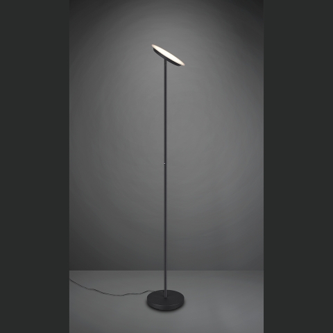 LED Stehleuchte in Schwarz matt mit drehbarem Leuchtkopf und 180 cm Höhe