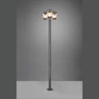 Außen Stehleuchte, Laternen-Design, 3 Glasschirme, IP44, 220 cm Höhe, Gartenleuchte, Einfahrtsbeleuchtung, Wegbeleuchtung, Outdoorleuchte, Verandabeleuchtung, Weglampe