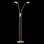 LED Stehleuchte, Leseleuchte, Messing, 2 Strahler, Dimmer, 160 cm Höhe, Wohnzimmer Stehleuchte, Schlafzimmer Stehlampe, Lesebeleuchtung, Leseleuchte, Hotelzimmer Stehleuchte, getrennt schaltbares Licht, Wohnraumbeleuchtung, Innenraumbeleuchtung, IP20