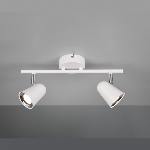Weisser LED Deckenstrahler mit 2 Spots und einer Länge von 34 cm