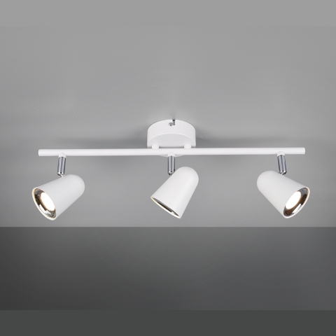 LED Deckenstrahler, Weiss, 3 Spots, Deckenleuchte, 48 cm x 17 cm, Wartezimmerleuchte, Praxis Deckenstrahler, Flurbeleuchtung, Cafébeleuchtung, Hotellampe, Innenraumbeleuchtung, Wohnraumbeleuchtung, IP20