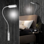 Lampe de lit LED, bras flexible, commande gestuelle, variateur, hauteur 52 cm, éclairage mural, lampe de chevet, lampe de lecture, applique murale d'hôtel, applique murale de lit, éclairage intérieur, éclairage domestique, IP20