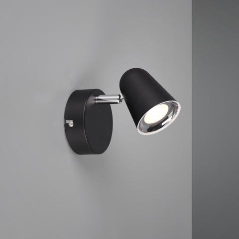 LED Wandleuchte, 1er Spot, Schwarz, Wandstrahler, 400 Lumen, Cafébeleuchtung, Hotelzimmerwandleuchte, Gastrowandstrahler, Bildleuchte, Bettleuchte, Leseleuchte, Wohnraumbeleuchtung, Innenraumbeleuchtung, IP20
