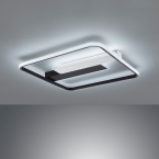LED Deckenleuchte, Switch-Dimmer, Schwarz, Weiß, Maße Quadratisch, 50 cm x 50 cm, Wartezimmerbeleuchtung, Praxisbeleuchtung, Flur Deckenbeleuchtung, Esszimmer Deckenlicht, Wohnraumbeleuchtung