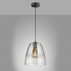 Pendelleuchte, Glasschirm, Rauchfarbig, Schwarz, 25 cm Durchmesser, Restaurantbeleuchtung, Cafébeleuchtung, Hotel Pendellampe, Gastroleuchte, Küchenbeleuchtung, Esszimmerpendellampe, Innenraumbeleuchtung, Wohnraumbeleuchtung, IP20