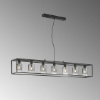Esszimmerbeleuchtung Pendelleuchte, 7 Strahler, Glasschirme, Rauchfarbig, Schwarz, Rechteckig, Rund, 130 cm x 18 cm, Küchentischbeleuchtung, Restaurant Tischbeleuchtung, Barbeleuchtung, Tresen und Thekenbeleuchtung, Dekodesign