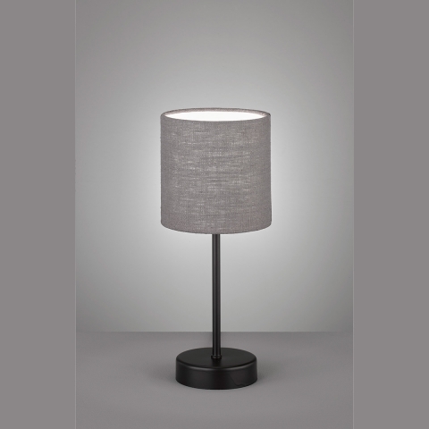 Lampe de table, lampe de lit, lampe de chevet, interrupteur, abat-jour en tissu, gris, noir, 34 cm, lampe de table d'hôtel, lampe de table de restaurant, lampe de commode, lampe d'étagère, éclairage intérieur, éclairage domestique, IP20