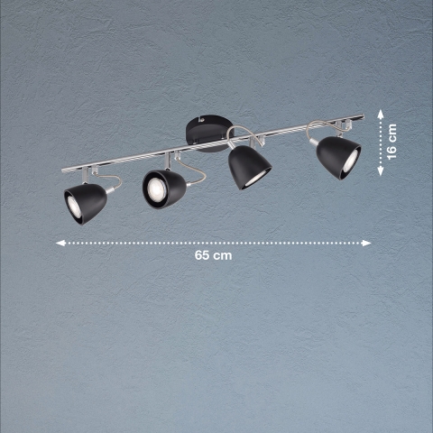 LEDKIA Deckenleuchte Albus Black Rose – 4 Verstellbare Strahler, GU10 Fassungen, Metall, Schwarz/Rosa