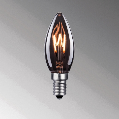 Couronne de lustre Ampoule LED filament, flamme de bougie, couleur fumée, culot E14, 10 cm de hauteur