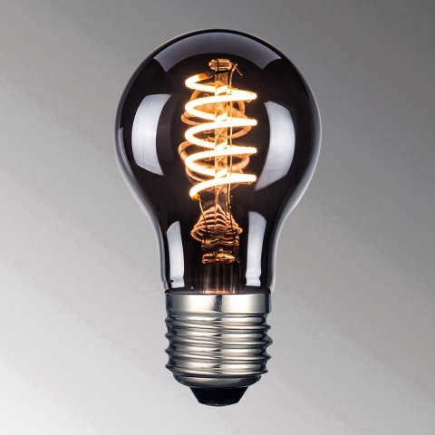 Ampoule LED filament, couleur fumée, spirale, E27, longueur 11 cm, éclairage de chevet, éclairage intérieur