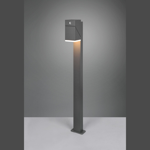 Lampadaire d'entrée LED extérieur, capteur de crépuscule, anthracite, orientable, IP54, 100 cm de hauteur, éclairage de jardin, éclairage de chemin