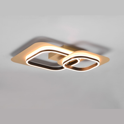 LED Deckenleuchte, Switch Dimmer, Gold, Schwarz, Quadratisch, 54 cm x 52 cm, Esszimmerbeleuchtung, Küchendeckenleuchte, Cafébeleuchtung, Praxislampe, Wartezimmerbeleuchtung, Hoteldeckenleuchte, Innenraumbeleuchtung, Wohnraumbeleuchtung, IP20