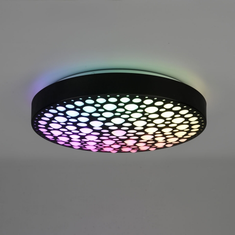 Kinderzimmerbeleuchtung LED Deckenleuchte, Schwarz, Farbwechsler, Dimmer, Fernbedienung, 40 cm Ø