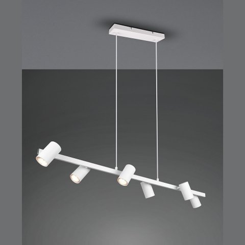 Pendelleuchte, Weiß, Hängeleuchte, Höhe anpassbar, 6 spots, Verstellbar, Rechteckig, LED geeignet, Switch Dimmer geeignet. Jetzt ansehen.