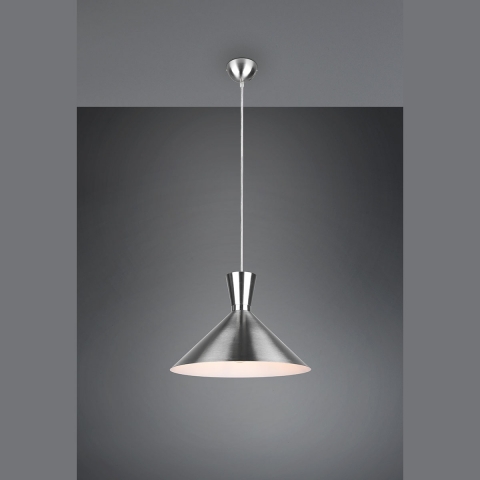 Wohnzimmerbeleuchtung Moderne Pendelleuchte, Kegel, Nickel, Höhe anpassbar, 35 cm Durchmesser