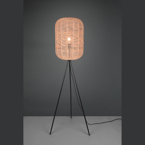 Stehleuchte, Sisal, Oval, Fußschalter, 35 cm Durchmesser, Schlafzimmerbeleuchtung, Flurbeleuchtung, Dekoleuchte, Retroleuchte, Vintage Stehleuchte, Cafébeleuchtung, Hotelstehleuchte, Restaurantlampe, Innenraumbeleuchtung, Wohnraumbeleuchtung, IP20