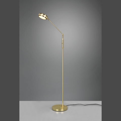 Bürobeleuchtung LED Stehleuchte, Farbwechsler, Sensordimmer, Memory, Messing, 133 cm Höhe