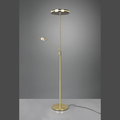 Bürobeleuchtung LED Stehleuchte, Messing, Farbwechsler, Dimmer, Memoryfunktion, 181 cm Höhe