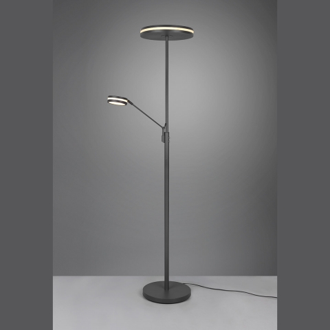 LED Stehleuchte, Anthrazit, Dimmer, Farbwechsler, Leselicht, 181 cm Höhe, Schlafzimmerbeleuchtung, Büroleuchte, Officeleuchte, Wohnzimmerstehleuchte, Lesebeleuchtung, Hotelstehleuchte, Innenraumbeleuchtung, Wohnraumbeleuchtung, IP20