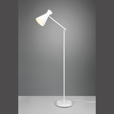 Hotelzimmerbeleuchtung Dezente Stehleuchte, Weiss, Schwenkbar, Fussschalter, 150 cm Höhe