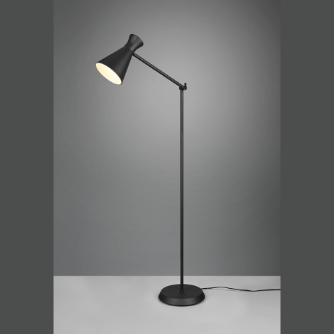 Schlafzimmerbeleuchtung Moderne Stehleuchte, Fussschalter, Schwarz, Schwenkbar, 150 cm Höhe