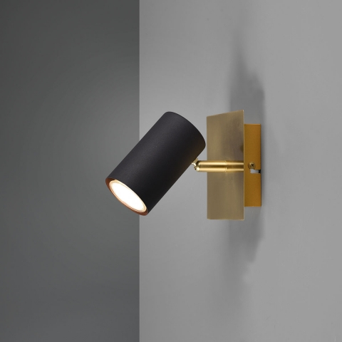 Wandstrahler, Wandleuchte, Deckenleuchte, Gold, Schwarz, Verstellbar, 15 cm Höhe, Praxiswandlampe, Wartezimmerdeckenspot, Atelierleuchte, Hotelleuchte, Gastrostrahler, Restaurantwandstrahler, Innenraumbeleuchtung, Wohnraumbeleuchtung, IP20