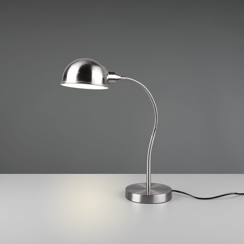 Lampe de table, col flexible, vintage, nickel, interrupteur à cordon, hauteur 46 cm, éclairage de la chambre à coucher, lampe de bureau, lampe de lit, lampe de chevet, lampe de travail, éclairage intérieur, éclairage du salon, IP20