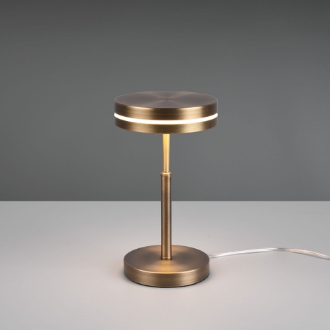 LED Tischleuchte, Schalter, Messing, Rund, 25 cm Höhe, Schreibtischbeleuchtung, Bettleuchte, Nachttischleuchte, Anrichtenleuchte, Sideboardbeleuchtung, Kommodenleuchte, Schreibtischleuchte, Innenraumbeleuchtung, Wohnraumbeleuchtung, IP20