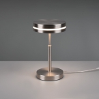 Schreibtischbeleuchtung LED Tischleuchte, Futuristisch, Rund, Schnurschalter, Nickel, 25 cm Höhe, Bettleuchte, Schlafzimmerleuchte, Nachttischleuchte, Büroleuchte, Sideboardbeleuchtung, Regalleuchte, Kommodenbeleuchtung