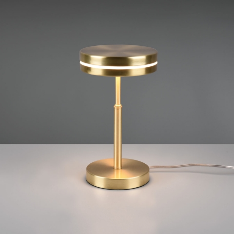 LED Tischleuchte, Schnurschalter, Rund, Messing, 14 cm Durchmesser, Bürobeleuchtung, Schreibtischleuchte, Bürotischlampe, Officeleuchte, Sideboardbeleuchtung, Kommodenleuchte, Anrichtenlampe, Regalleuchte, Innenraumbeleuchtung, Bettleuchte, Wohnraumbeleuchtung, IP20