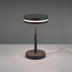 LED Tischleuchte, Futuristisch, Rund, Schnurschalter, Schwarz, 25 cm Höhe, Hotelzimmerbeleuchtung, Bettleuchte, Nachttischleuchte, Officeleuchte, Bürotischlampe, Sideboardbeleuchtung, Kommodenleuchte, Anrichtenleuchte, Innenraumbeleuchtung, Wohnraumbeleuchtung, IP20