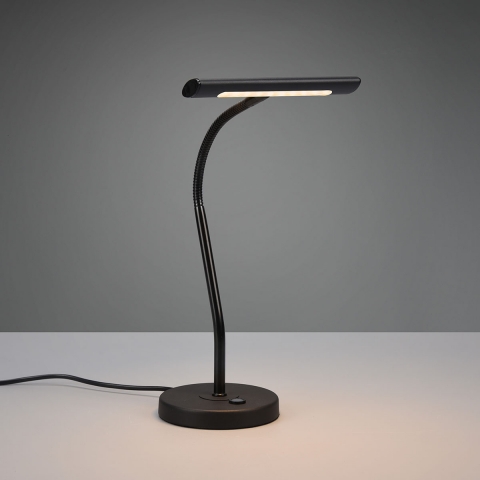 LED Tischleuchte, Touch Dimmer, Flexhals, Schwarz, Rund, Oval, 35 cm Höhe, Bürobeleuchtung, Nachttischleuchte, Bettleuchte, Schreibtischleuchte, Leseleuchte, Officebeleuchtung, Innenraumleuchte, Wohnraumleuchte, IP20