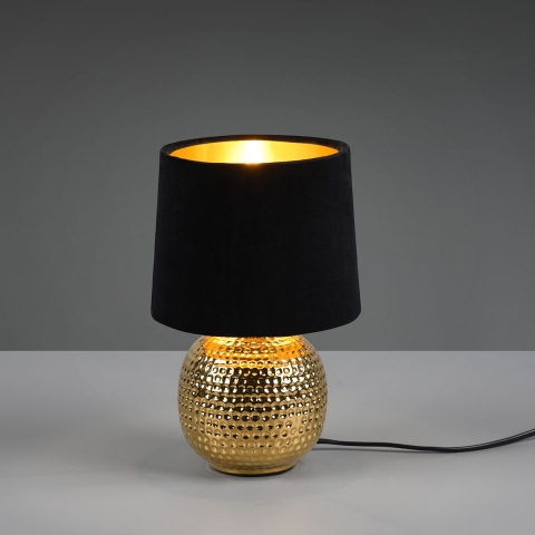 Hotelzimmerbeleuchtung Tischleuchte, Dekorativ, Gold, Muster, Schwarz, Schnurschalter, 26 cm Höhe