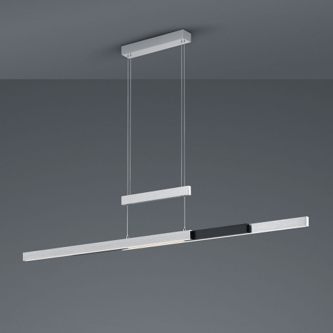 LED Pendelleuchte, Aluminium, Höhen-, Breitenverstellbar, Dimmer, 150 cm Höhe, Bürobeleuchtung, Esszimmer Hängeleuchte, Cafépendelleuchte, Tresenleuchte, Thekenlampe, Praxislampe