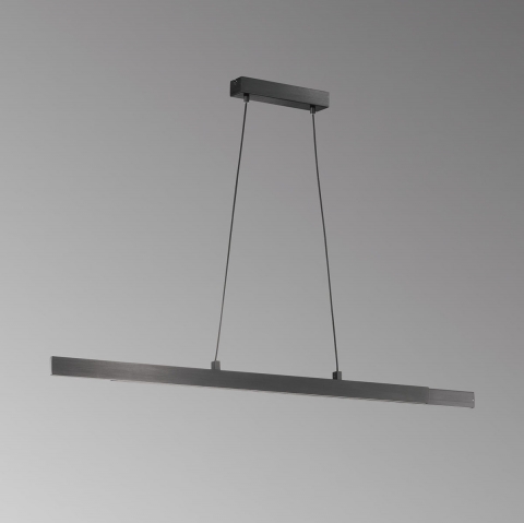 Lampe LED suspendue, noire, hauteur réglable, switch dimmer, 110 cm x 6 cm, éclairage de restaurant, lampe suspendue de salle d'attente, lampe de comptoir, éclairage de comptoir, éclairage de réception, lampe suspendue de salle à manger, éclairage de café, éclairage d'intérieur, éclairage de salon, IP20