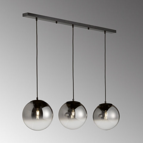 Pendelleuchte, Glasschirme, 3 Strahler, Rauchfarbig, 110 cm x 25 cm, Restaurantbeleuchtung, Tresenbeleuchtung, Cafébeleuchtung, Praxishängeleuchte, Thekenleuchte, Wartezimmerhängeleuchte, Esszimmerleuchte, Küchentischlampe, Innenraumbeleuchtung, Wohnraumbeleuchtung, IP20