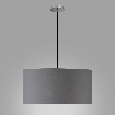 Éclairage de restaurant Suspension, hauteur réglable, classique, abat-jour en tissu, gris, 50 cm Ø