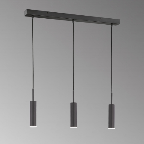 Suspension LED, hauteur ajustable, switch dimmer, noir, 70 cm x 6 cm, éclairage de restaurant, éclairage de café, éclairage d'hôtel, éclairage de comptoir, éclairage de réception, suspension de salle à manger, suspension de cuisine, éclairage d'intérieur, éclairage de salon, IP20
