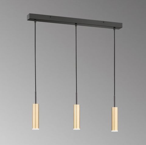 Restaurantbeleuchtung LED Pendelleuchte, 3 Strahler, Minimalistisch, Gold, Schwarz, Höhe anpassbar, 70 cm x 6 cm, Tresenbeleuchtung, Thekenbeleuchtung, Barbeleuchtung, Esszimmerbeleuchtung